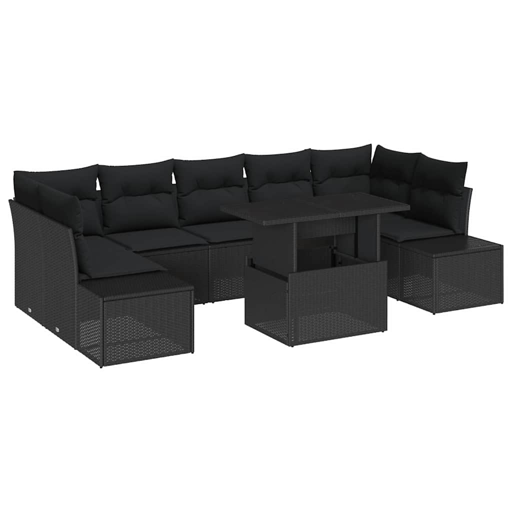 Set sofe s jastukom 8 pcs Crna poliratan