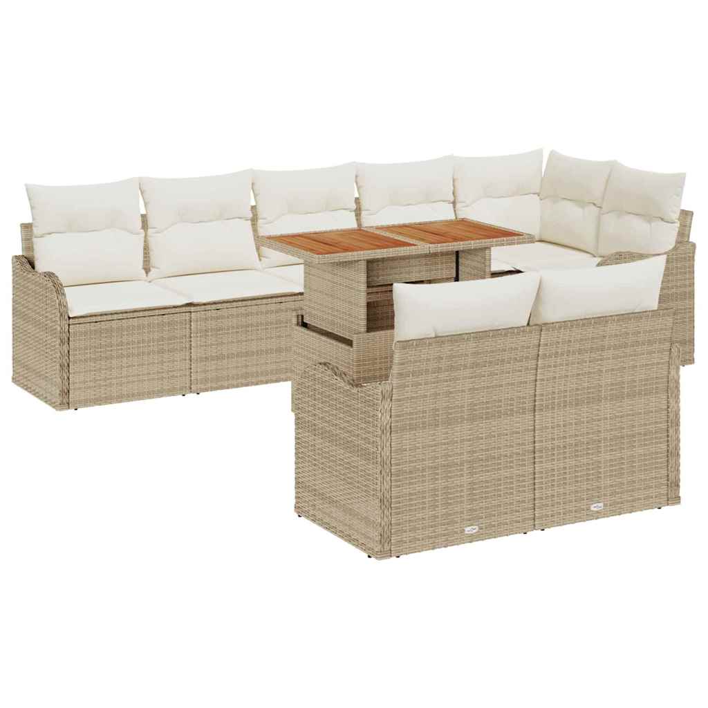 Sjedeća garnitura za vrt s jastukom 9 pcs bež i krem