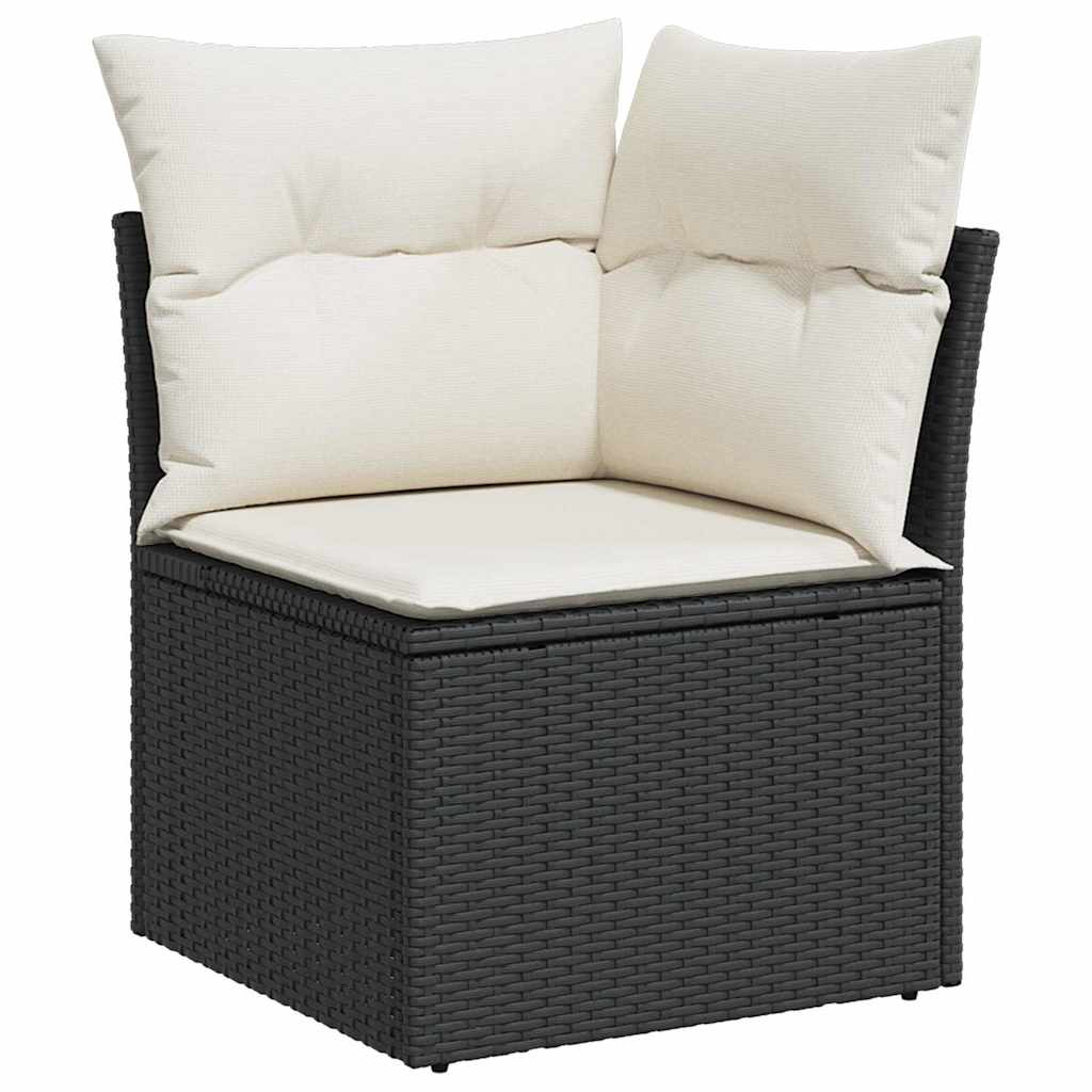 Sjedeća garnitura za vrt s jastukom 10 pcs Crna i krem