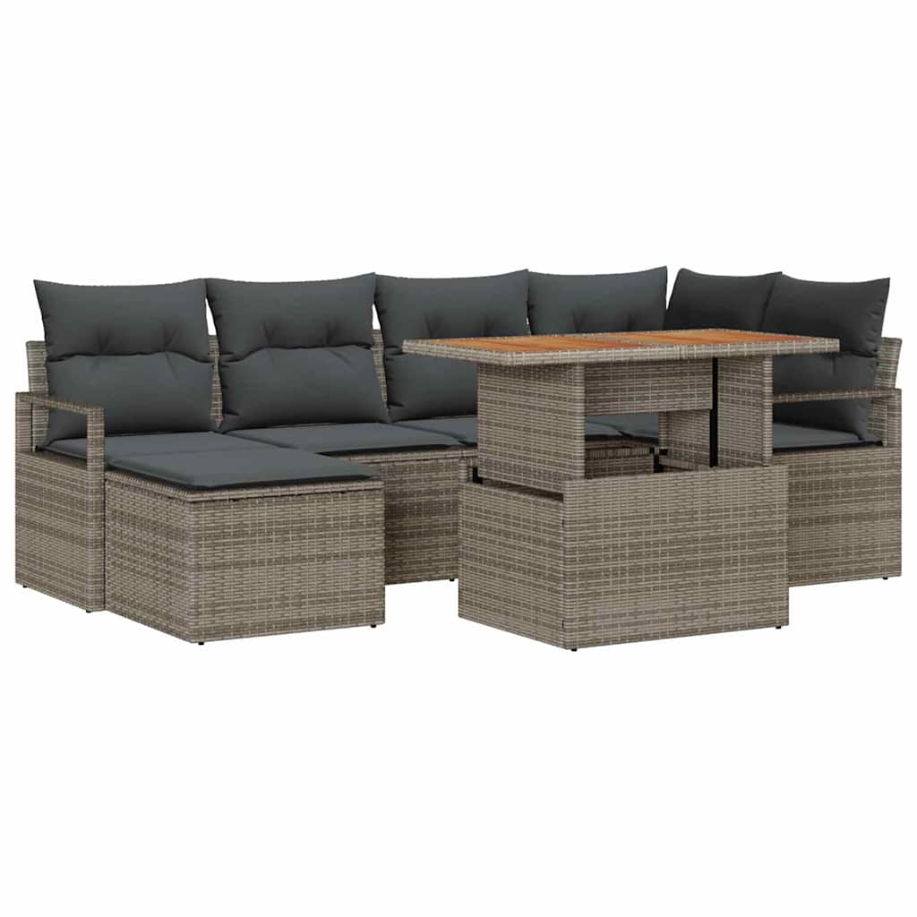 Vrtni set za objed s jastukom 7 pcs Siva i smeđa