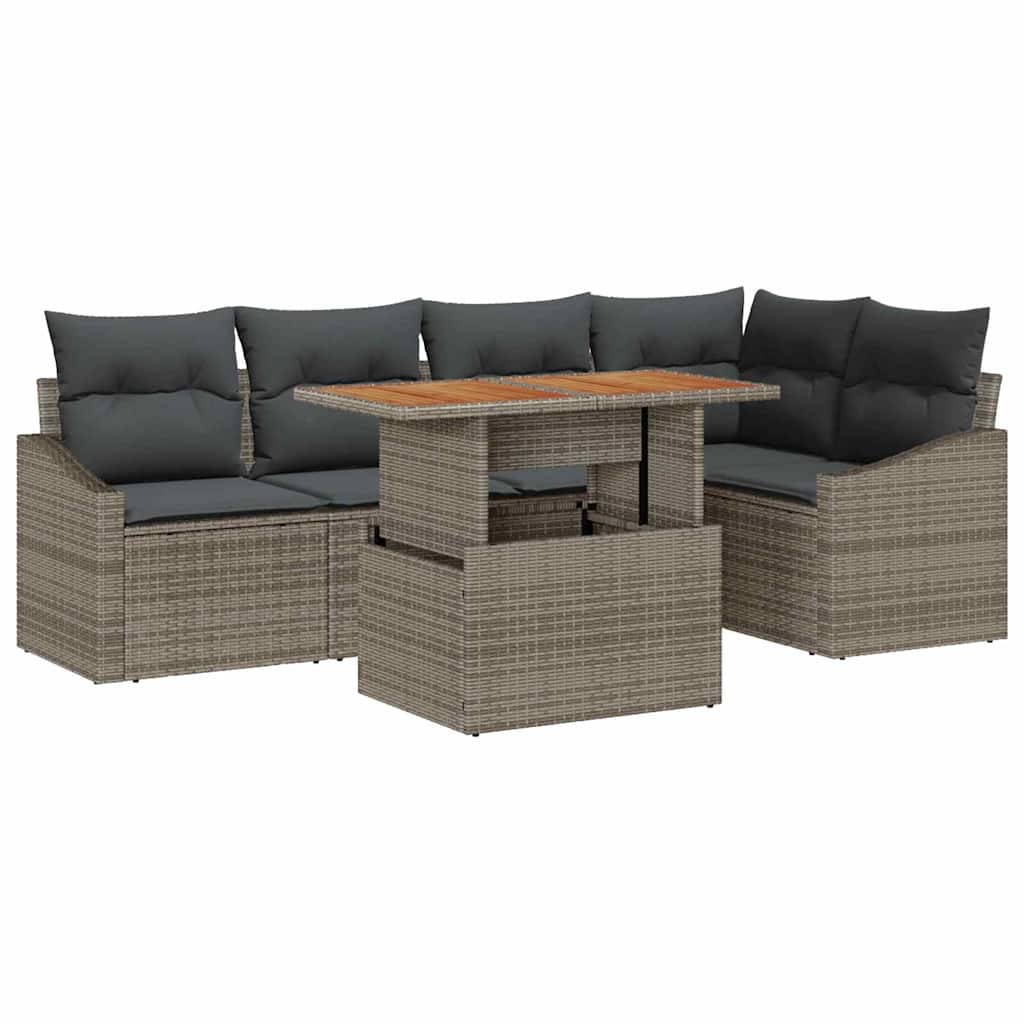 Vrtni set za objed s jastukom 6 pcs Siva i smeđa