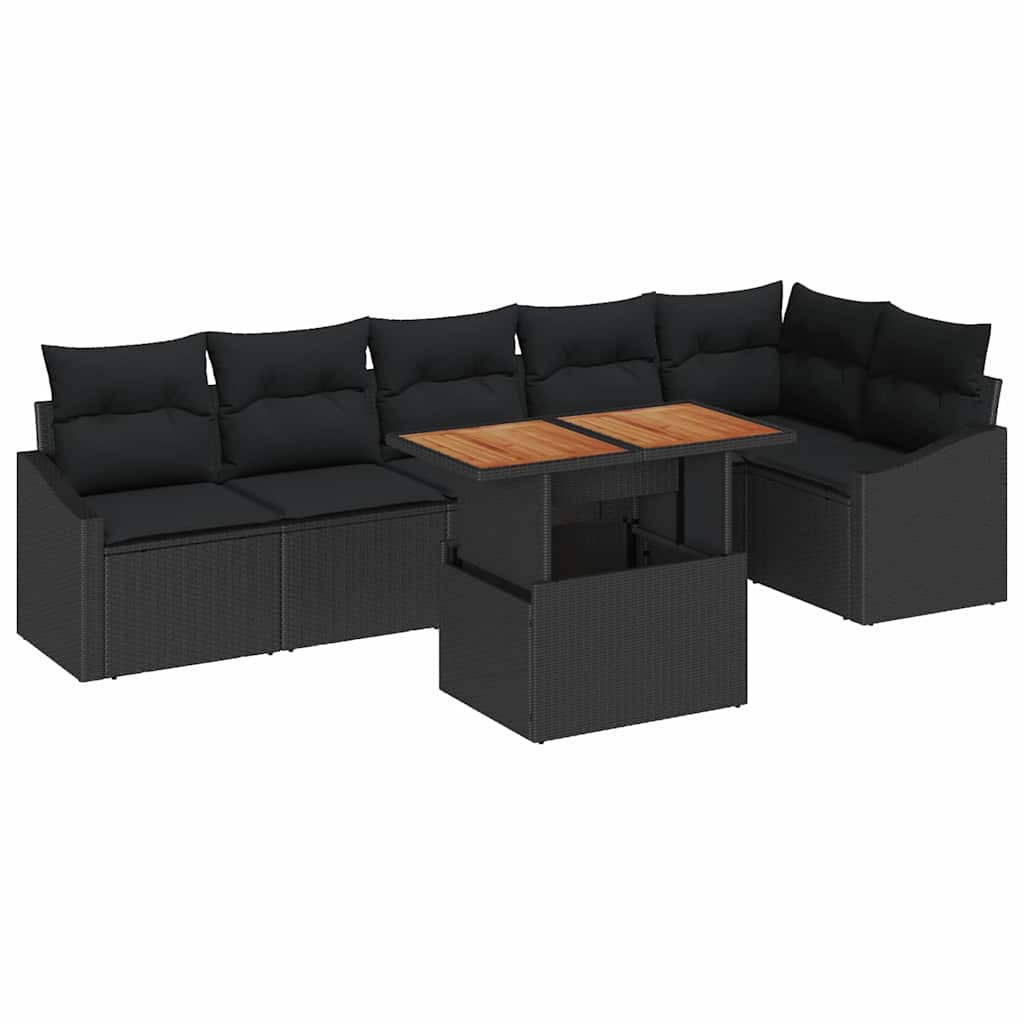 Vrtni set za objed s jastukom 7 pcs Crna i smeđa