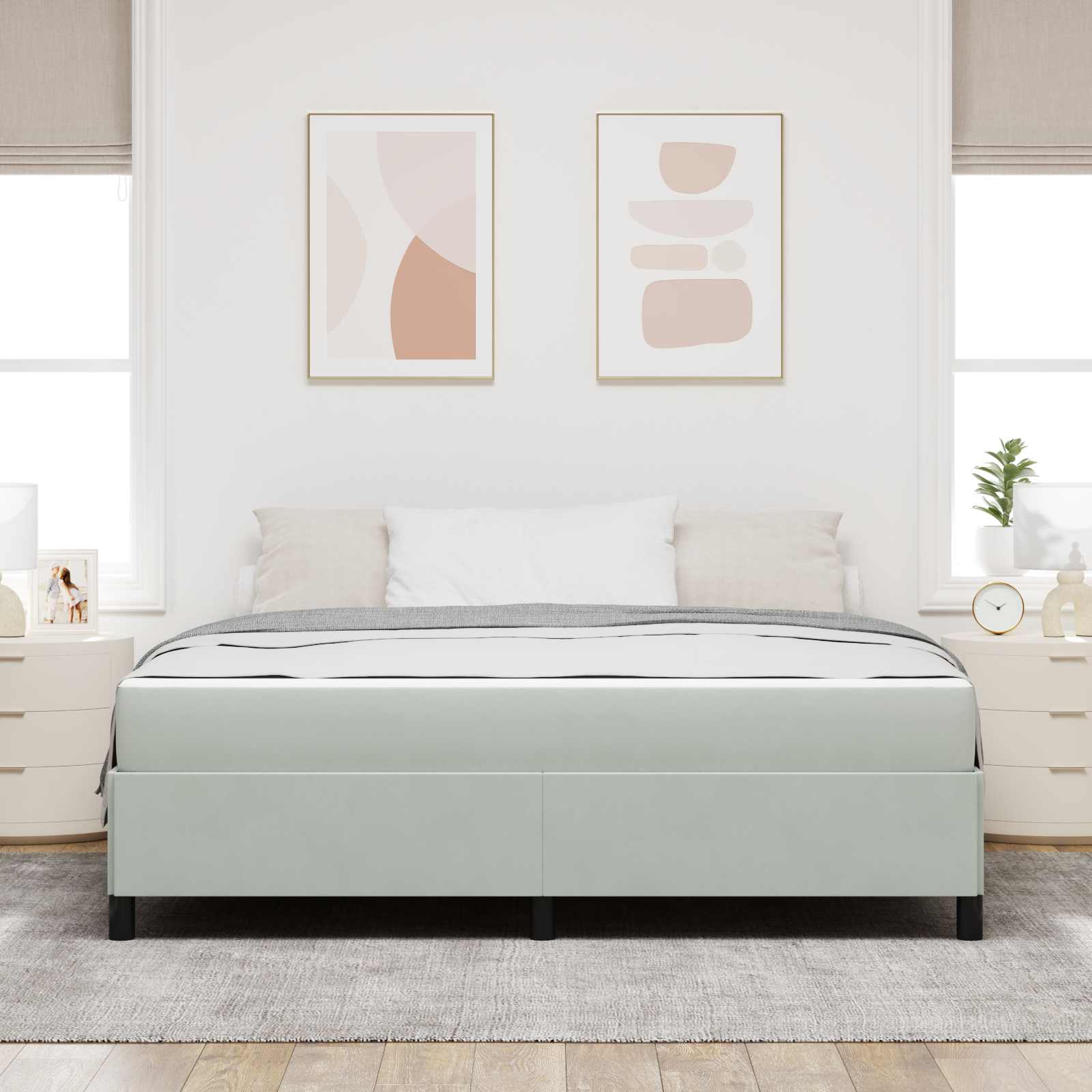 Krevetna konstrukcija Svijetlo siva 180 x 200 cm tkanina