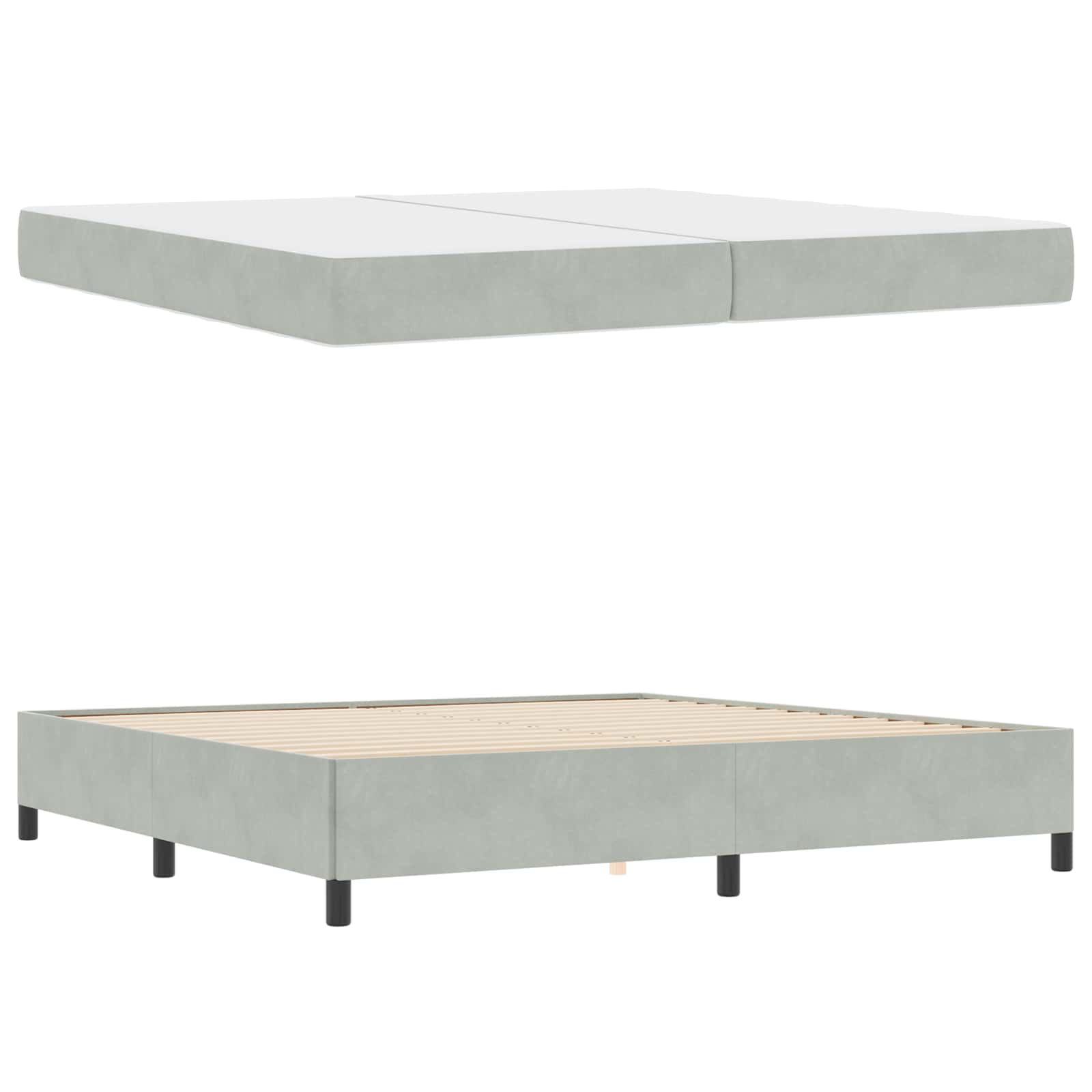 Krevetna konstrukcija Svijetlo siva 200 x 200 cm tkanina