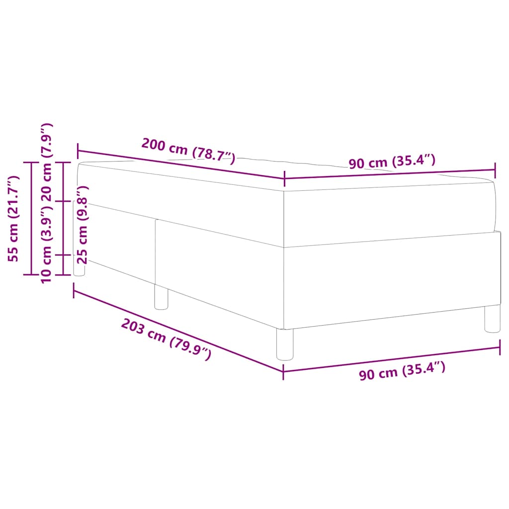Krevetna konstrukcija Svijetlo siva 90 x 200 cm tkanina