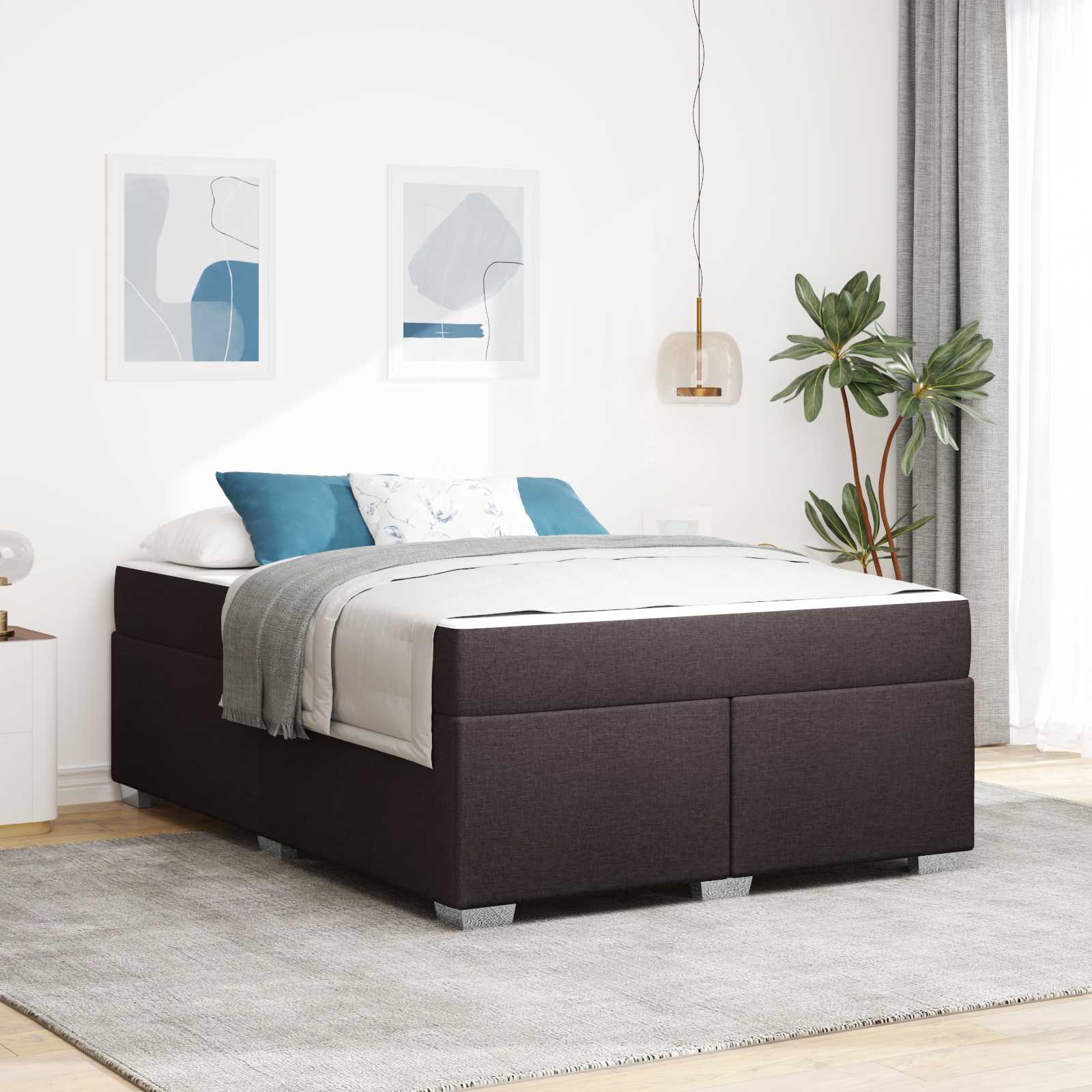 Krevetna konstrukcija Tamno smeđa 160 x 200 cm tkanina
