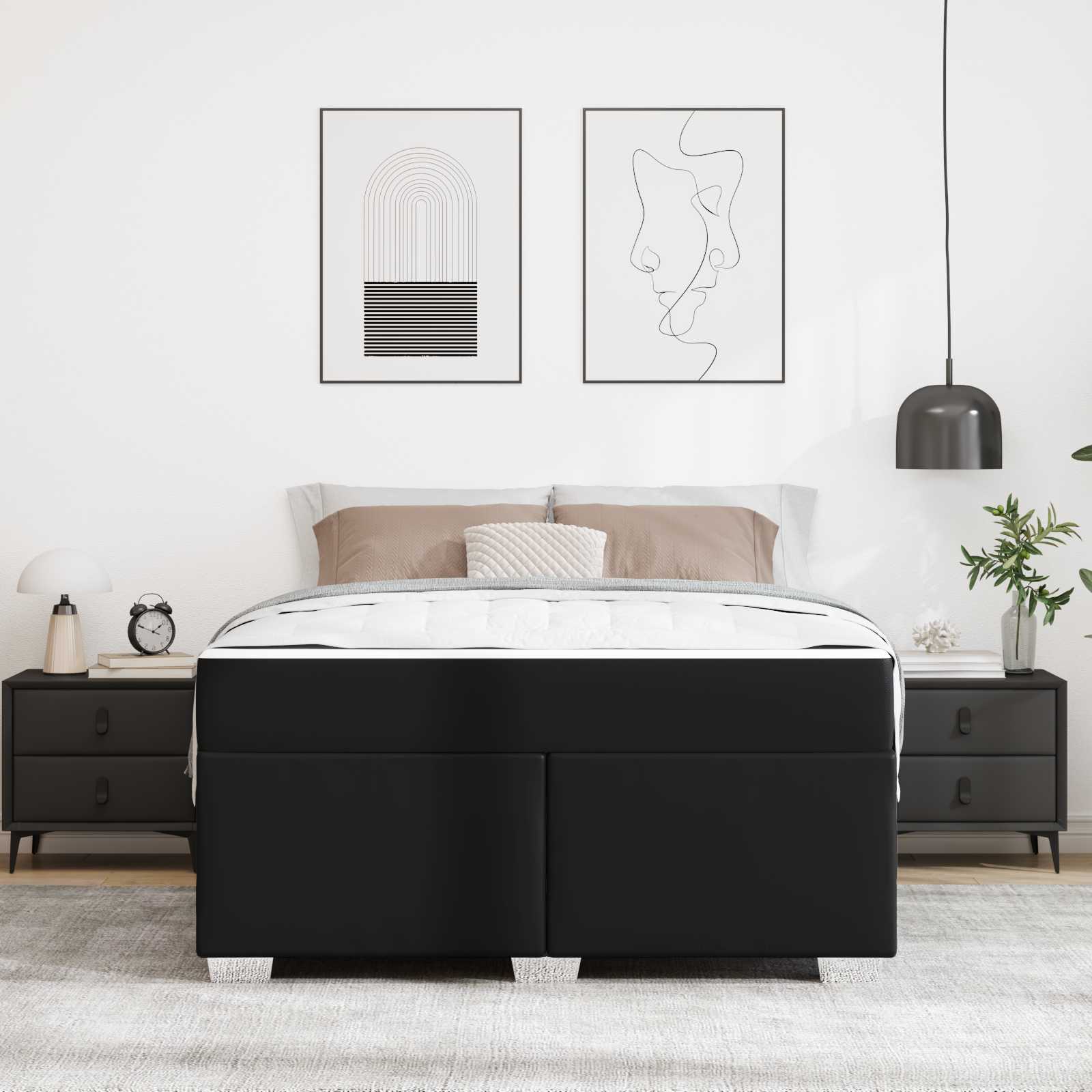 Krevetna konstrukcija s madracem Crna 160 x 200 cm tkanina