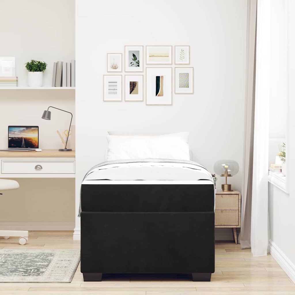 Krevetna konstrukcija s madracem Crna 90 x 200 cm tkanina