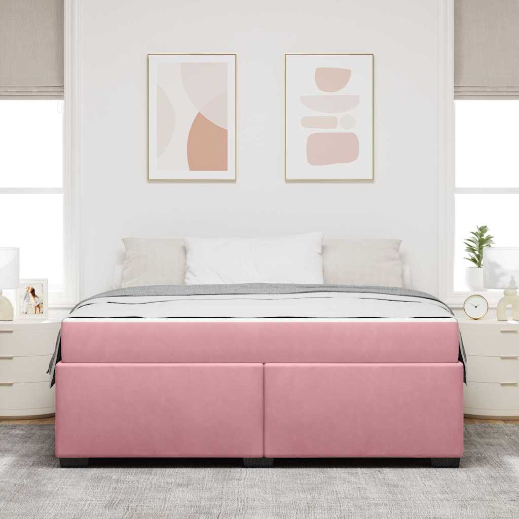 Krevetna konstrukcija s madracem Ružičasta 180 x 200 cm tkanina