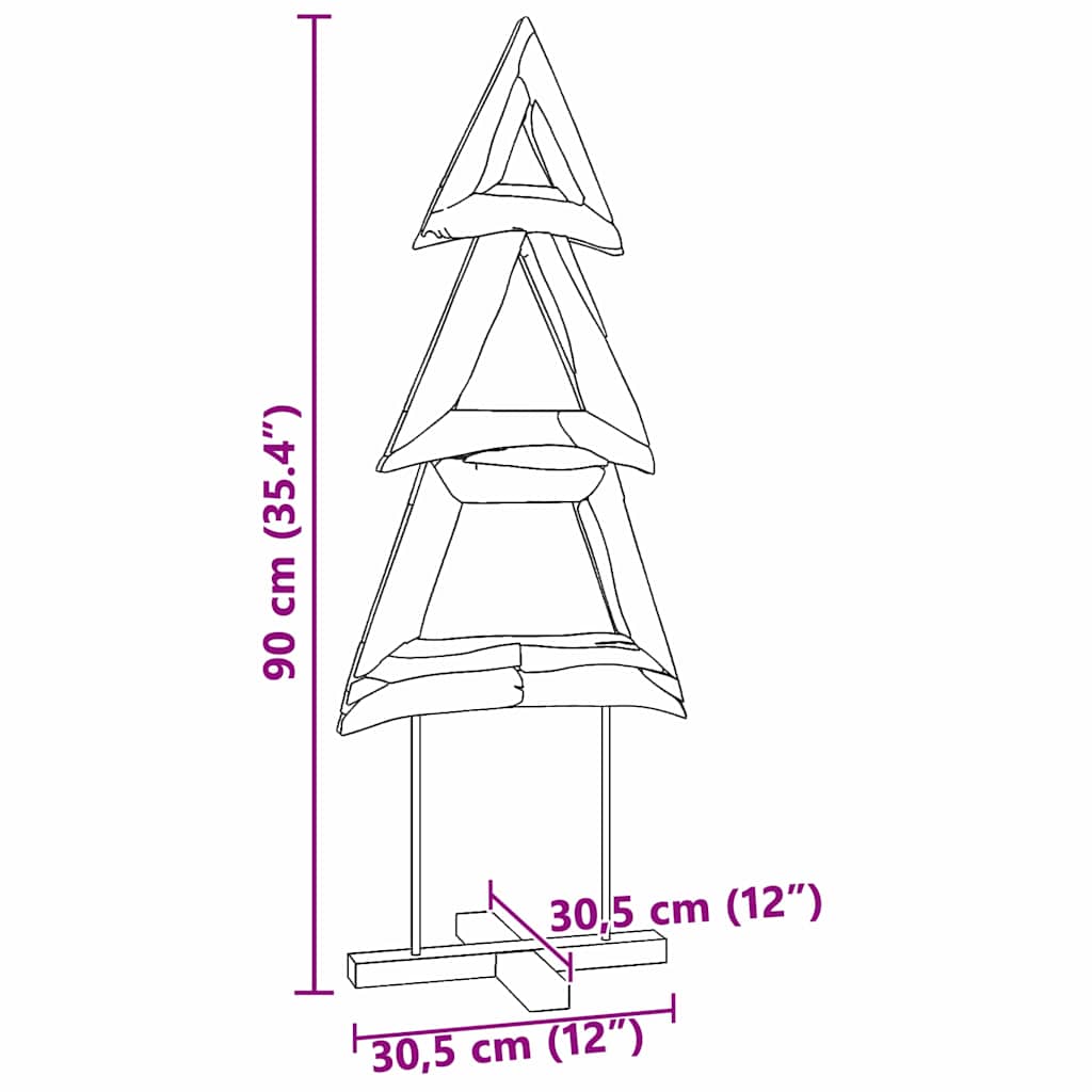Božićno drvce s stalakom Smeđa 90 cm Masivna tikovina