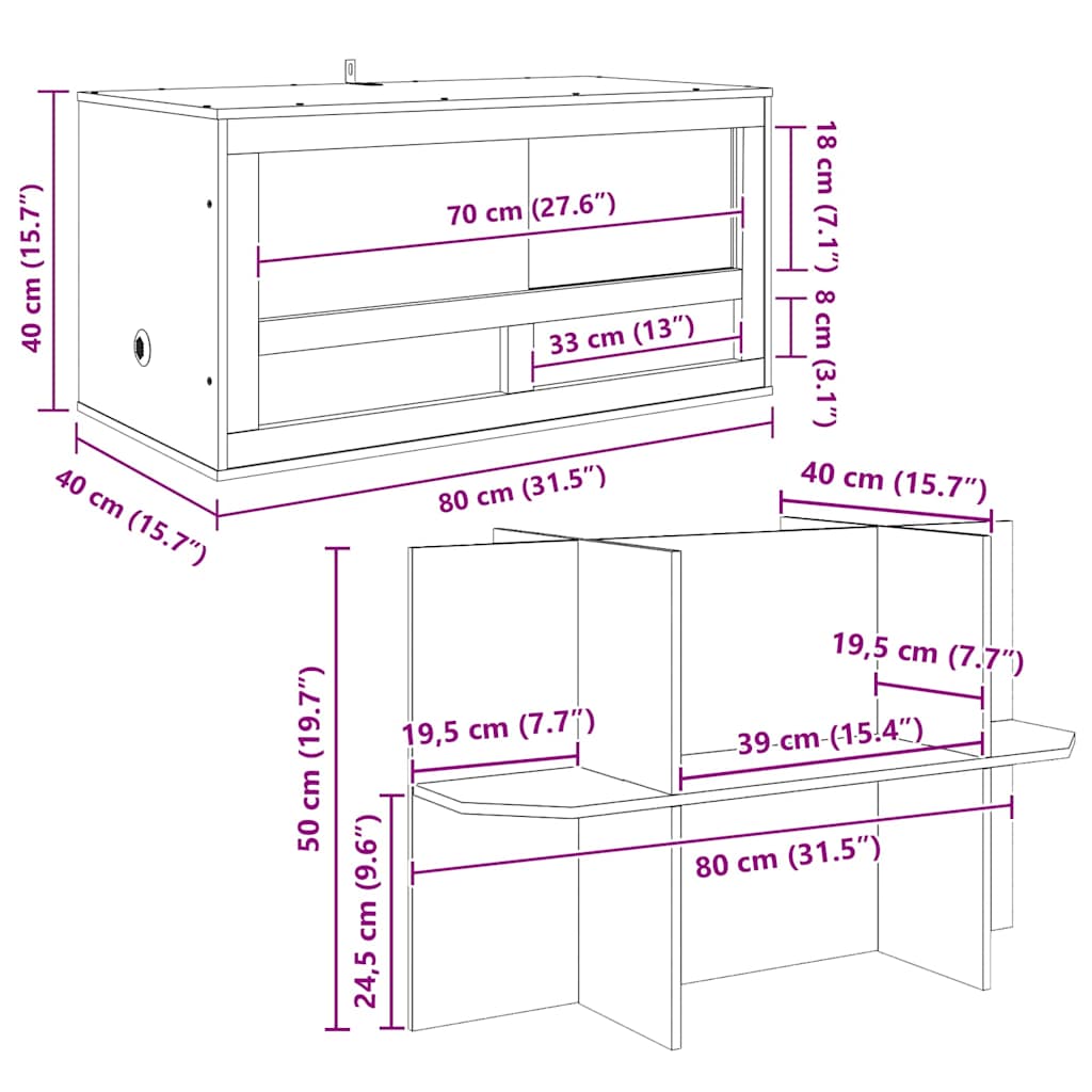 Terarij Smeđa 80 x 40 x 90 cm OSB