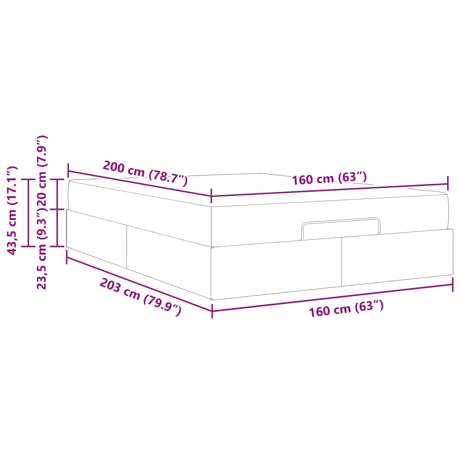 Okvir kreveta s madracem Ostalo 2 pcs Crna PVC
