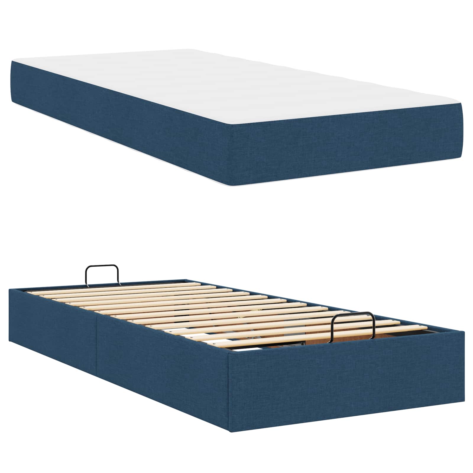 Okvir kreveta s madracem 2 pcs Plava tkanina