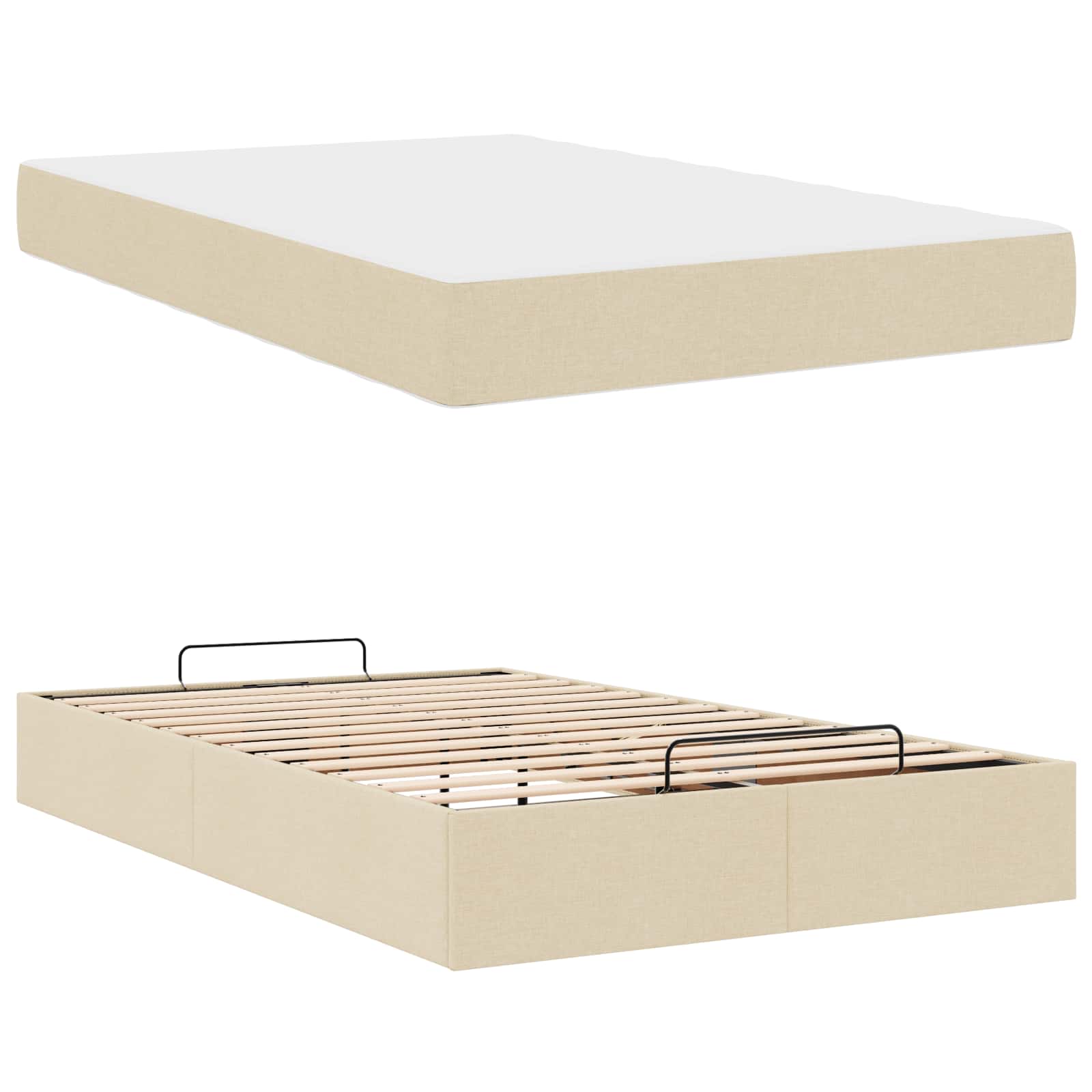 Okvir kreveta s madracem 2 pcs Krema tkanina