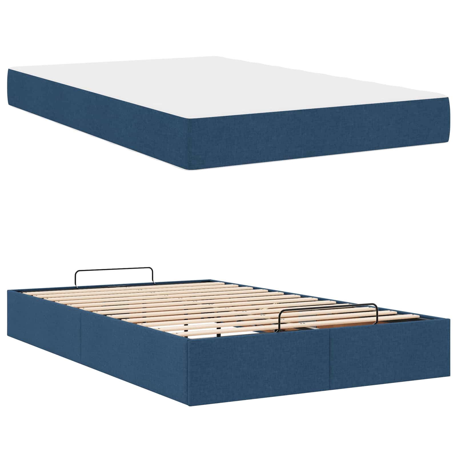 Okvir kreveta s madracem 2 pcs Plava tkanina