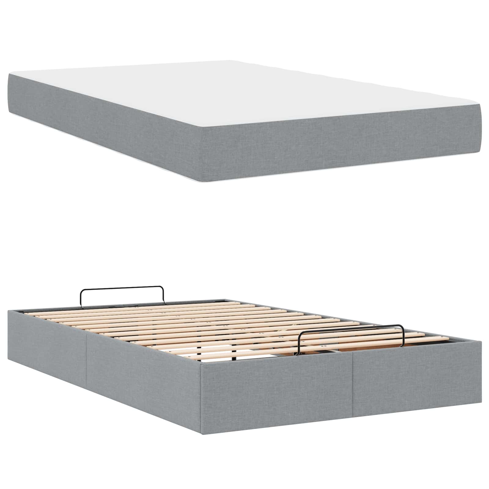 Okvir kreveta s madracem 2 pcs Svjetlosiva tkanina