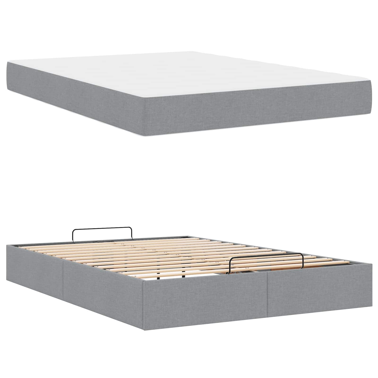 Okvir kreveta s madracem 2 pcs Svjetlosiva tkanina