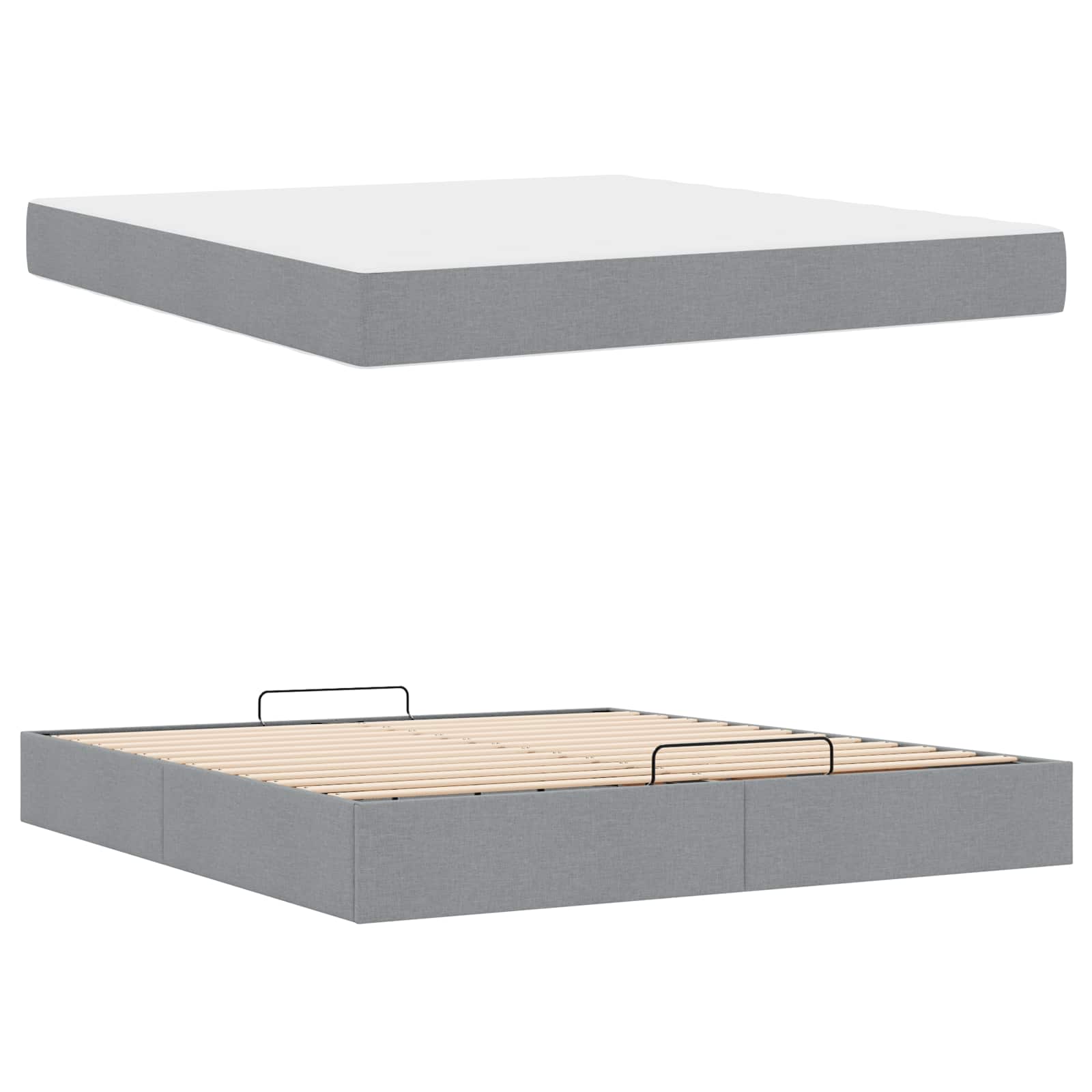 Okvir kreveta s madracem 2 pcs Svjetlosiva tkanina