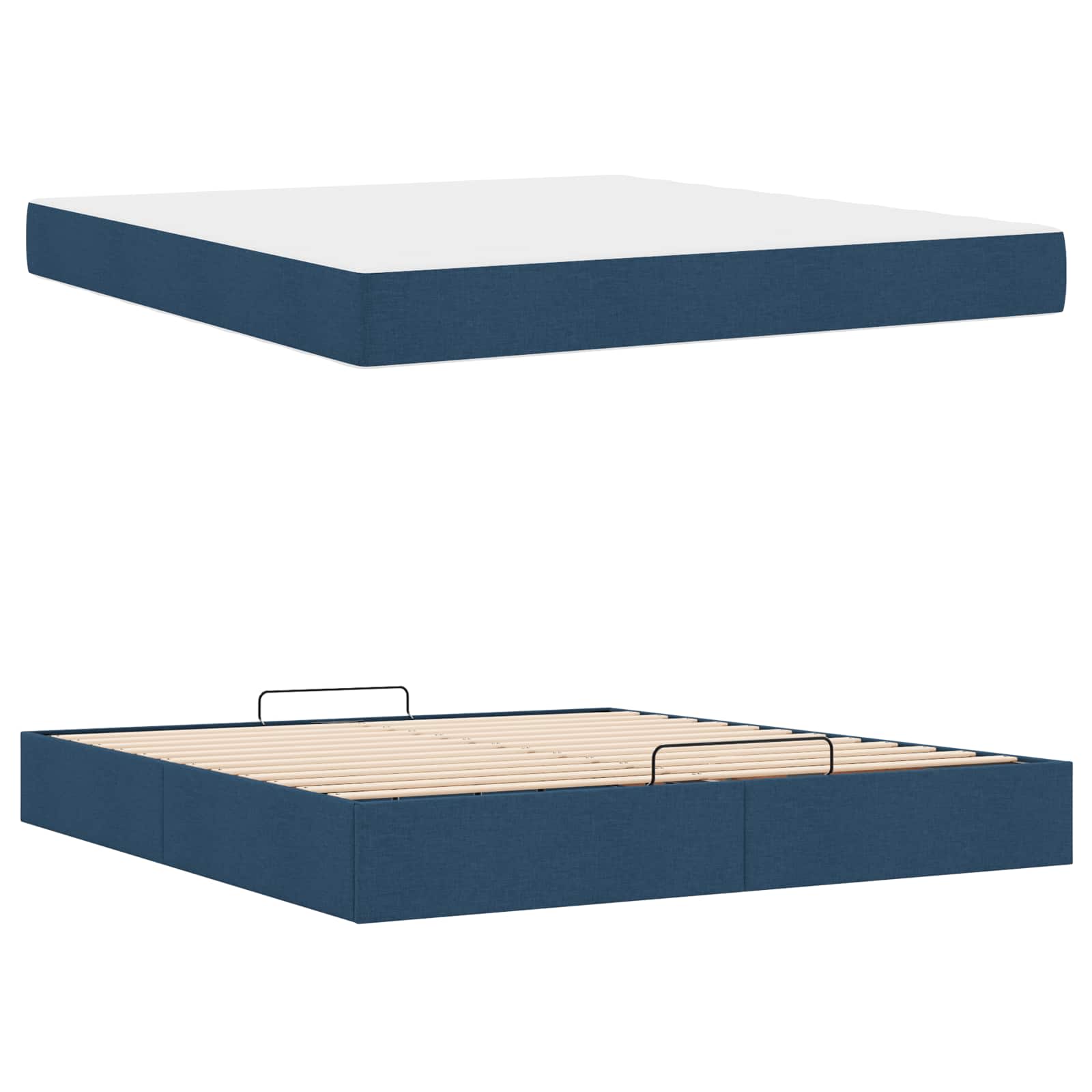 Okvir kreveta s madracem 2 pcs Plava tkanina