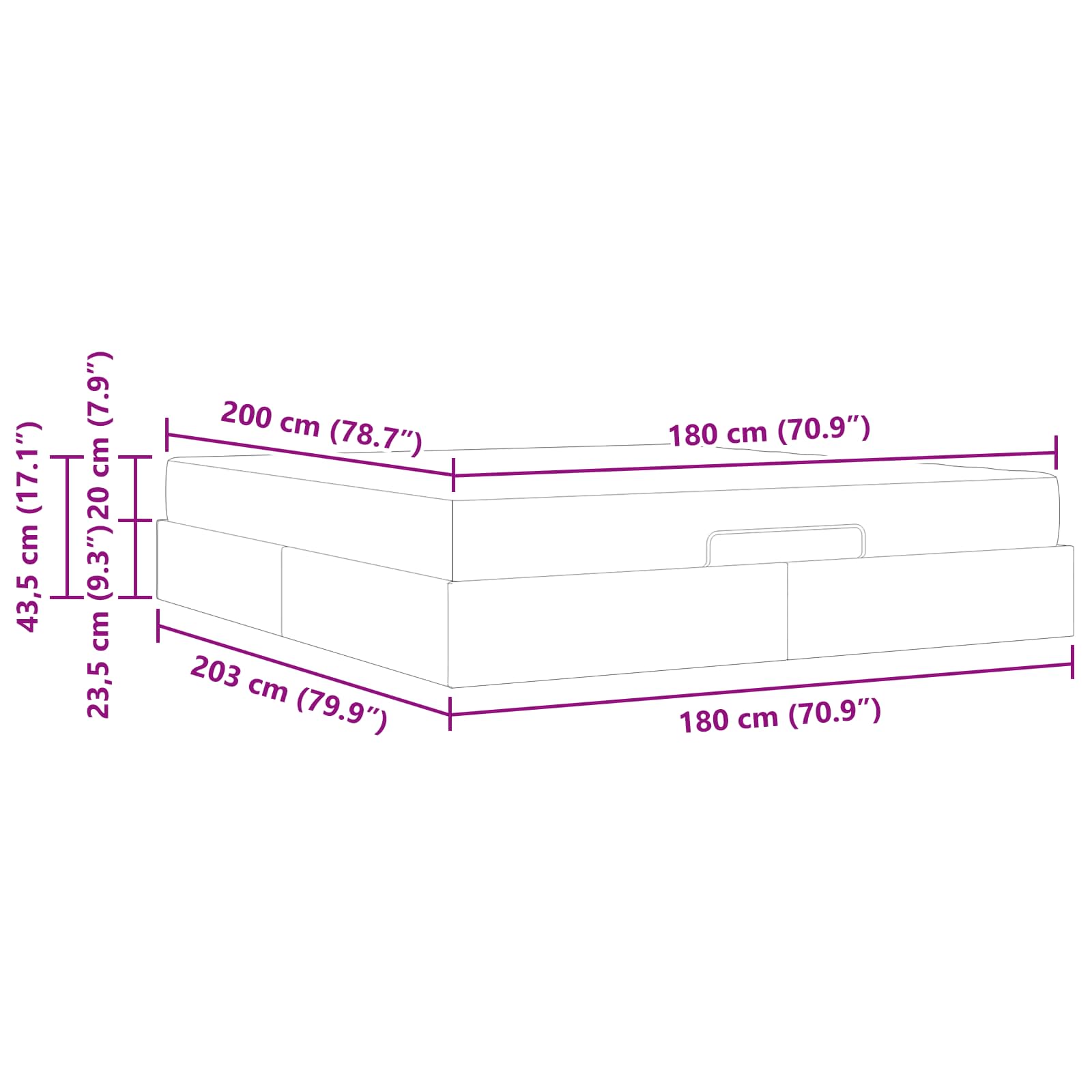 Okvir kreveta s madracem 2 pcs Plava tkanina