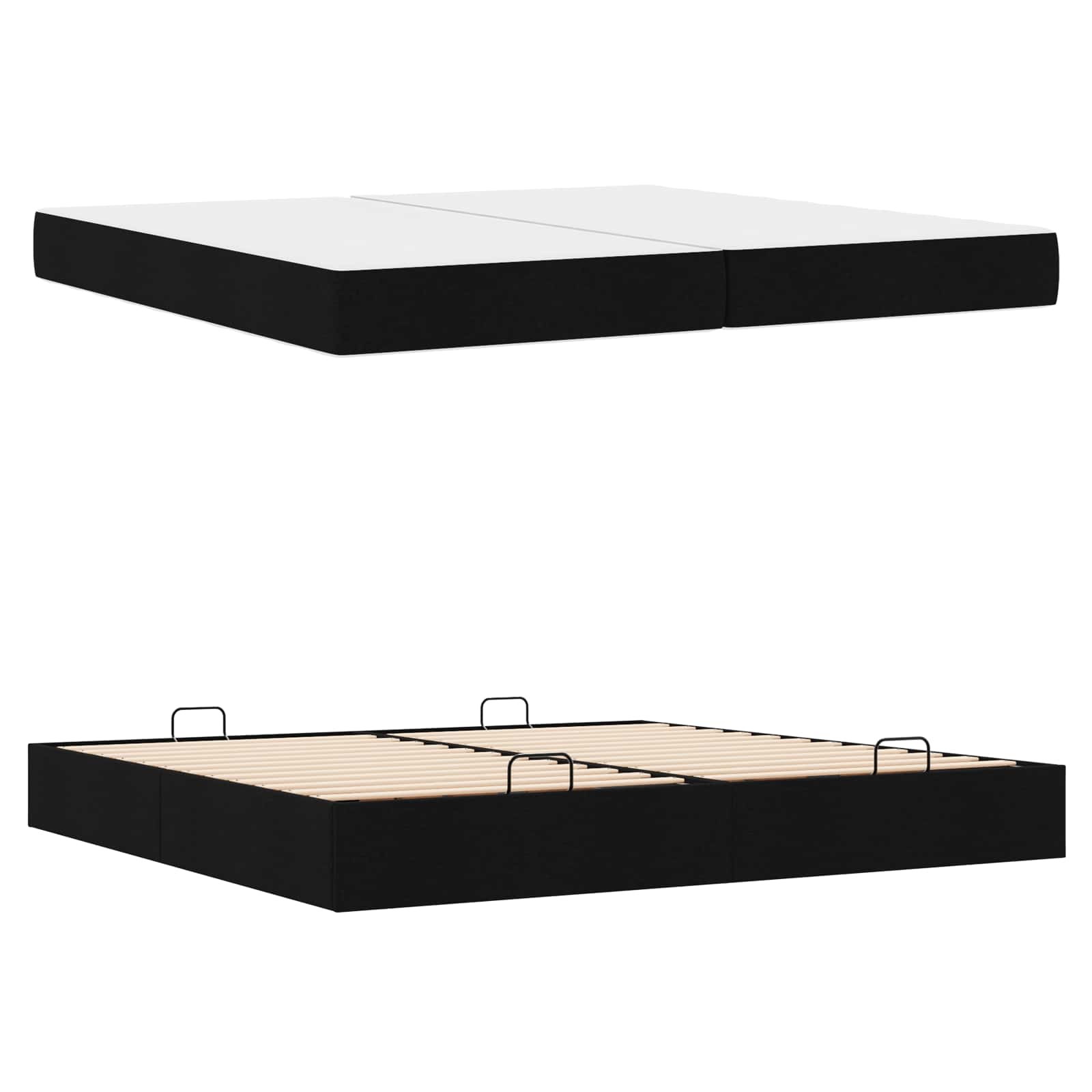 Okvir kreveta s madracem s madracem 2 pcs Crna tkanina