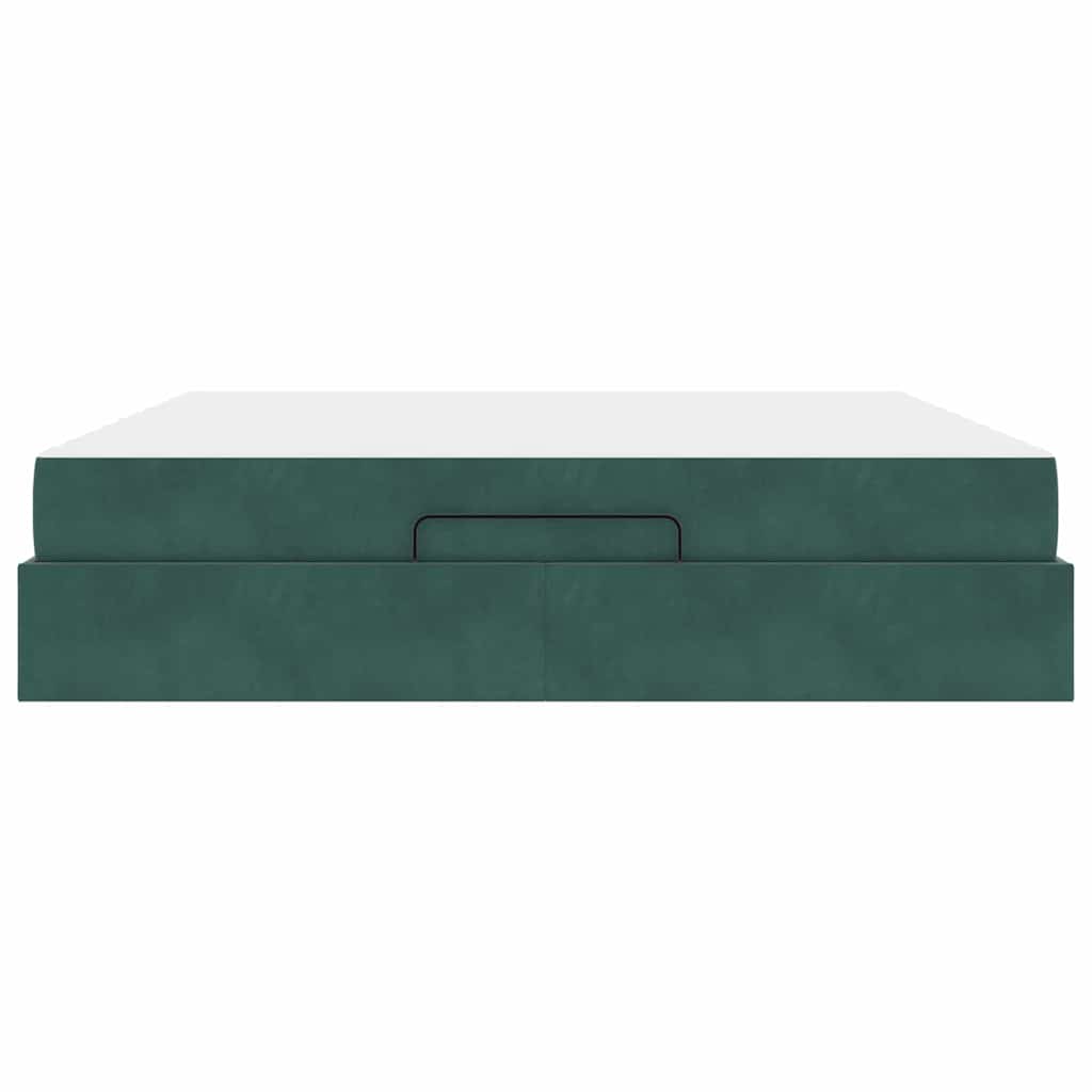 Okvir kreveta s madracem 2 pcs Zelena Baršun