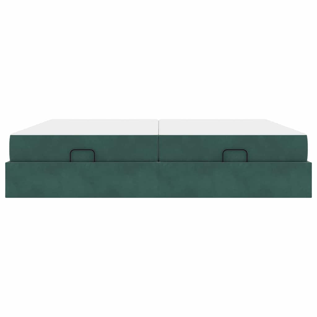 Okvir kreveta s madracem s madracem 2 pcs Zelena Baršun