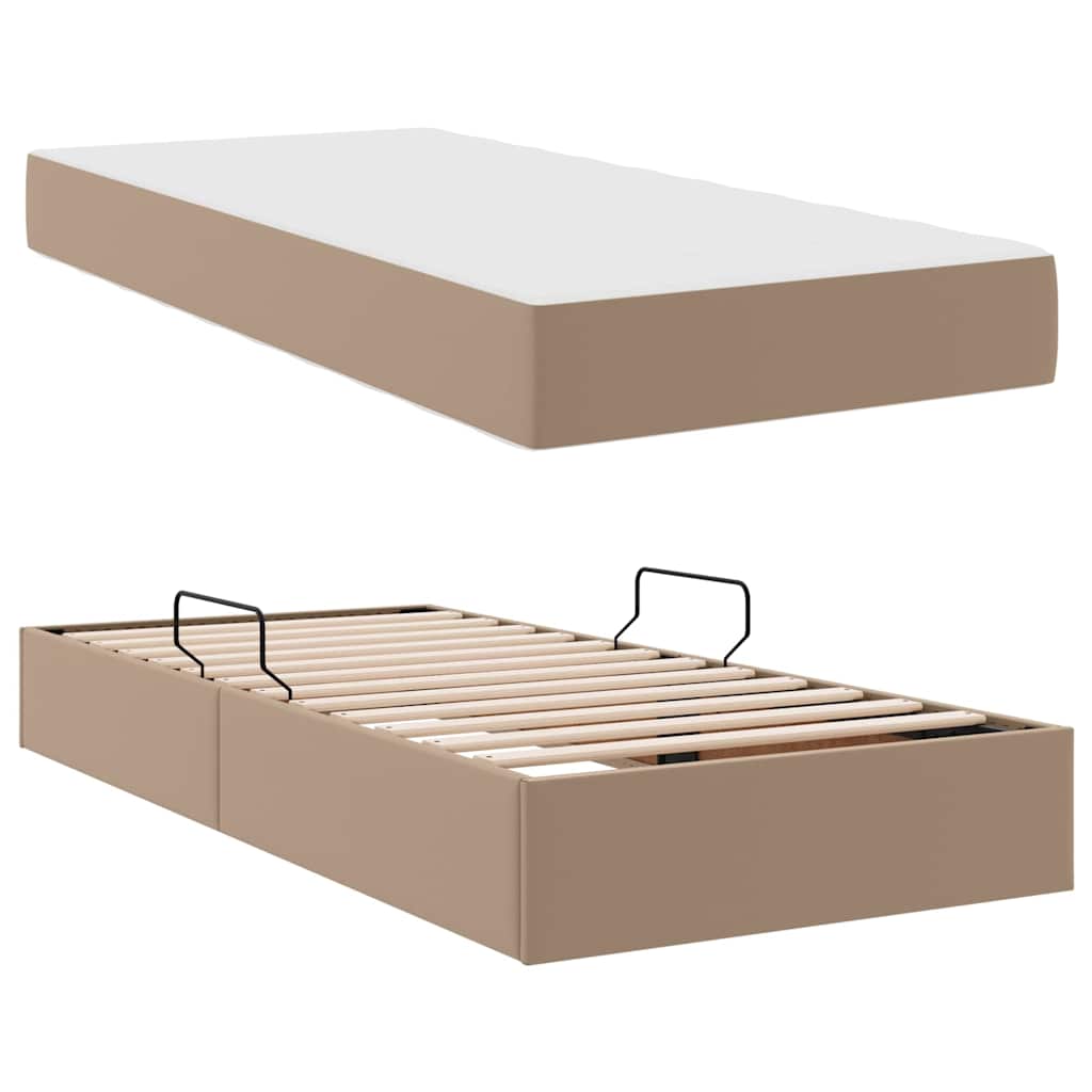 Krevet s madracem i skladištem 2 pcs Boja cappuccina Koža