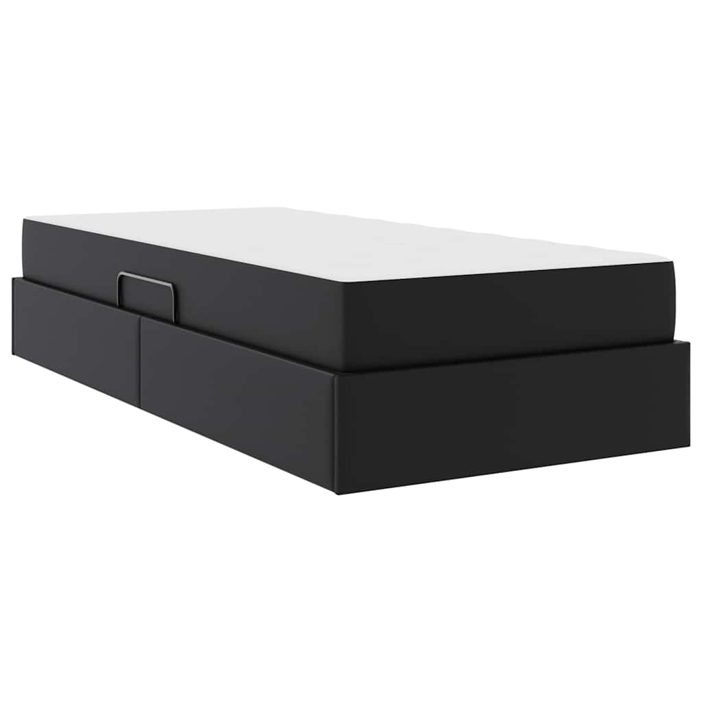 Krevet s madracem i skladištem s madracem 2 pcs Crna Koža
