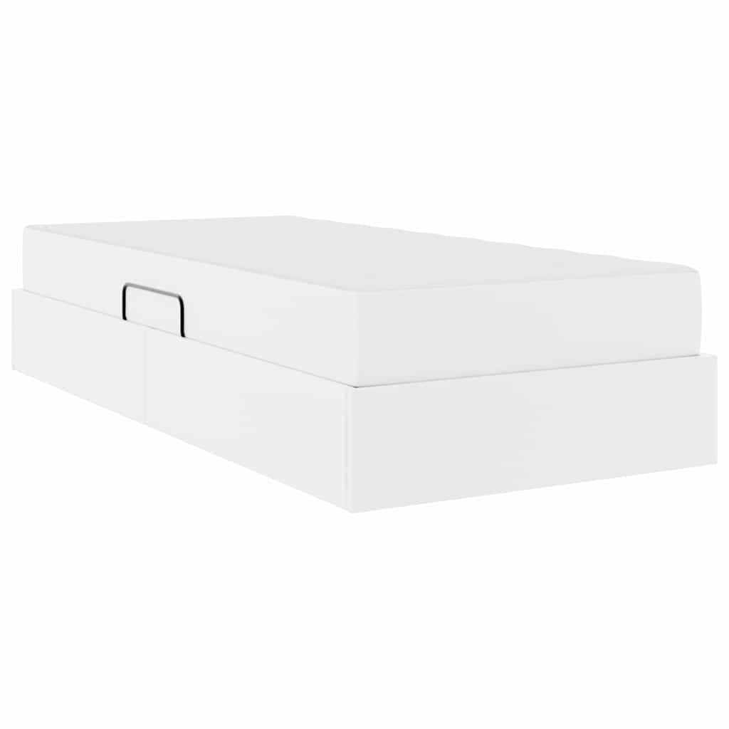 Krevet s madracem i skladištem s madracem 2 pcs Bijelo Koža