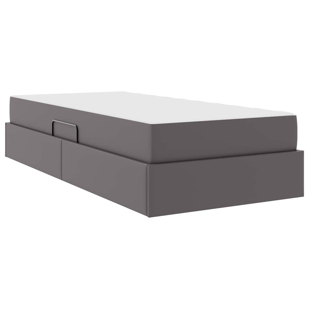 Krevet s madracem i skladištem s madracem 2 pcs Siva Koža