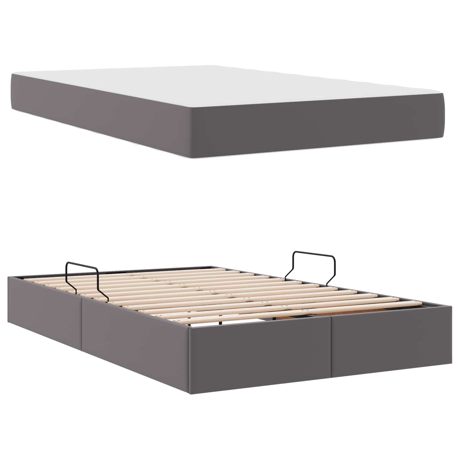 Krevet s madracem i skladištem s madracem 2 pcs Siva Koža
