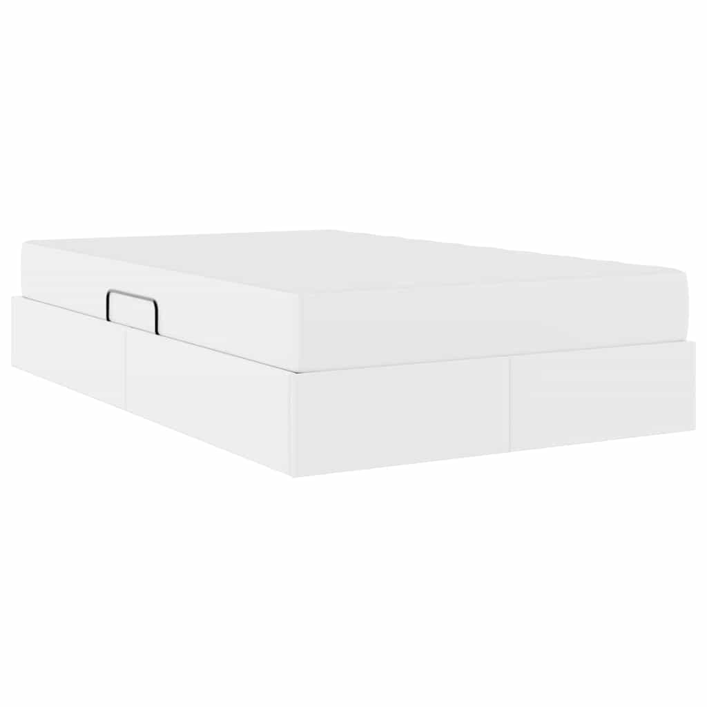 Krevet s madracem i skladištem s madracem 2 pcs Bijelo Koža