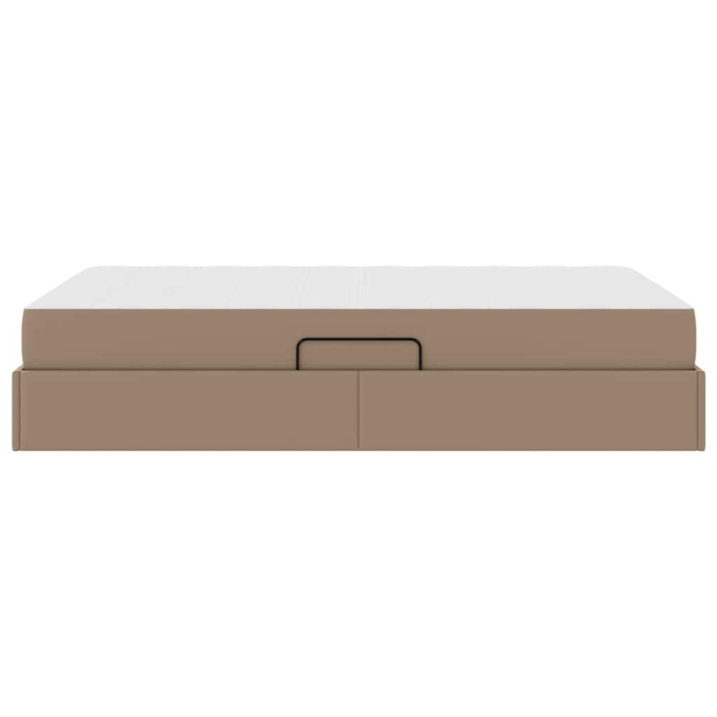 Krevet s madracem i skladištem 2 pcs Boja cappuccina Koža