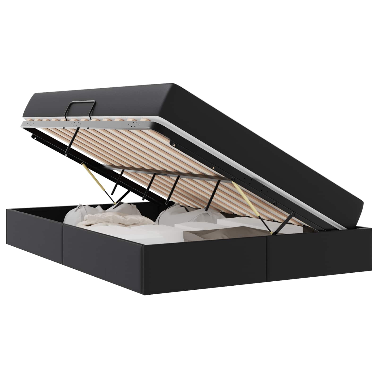 Krevet s madracem i skladištem s madracem 2 pcs Crna Koža