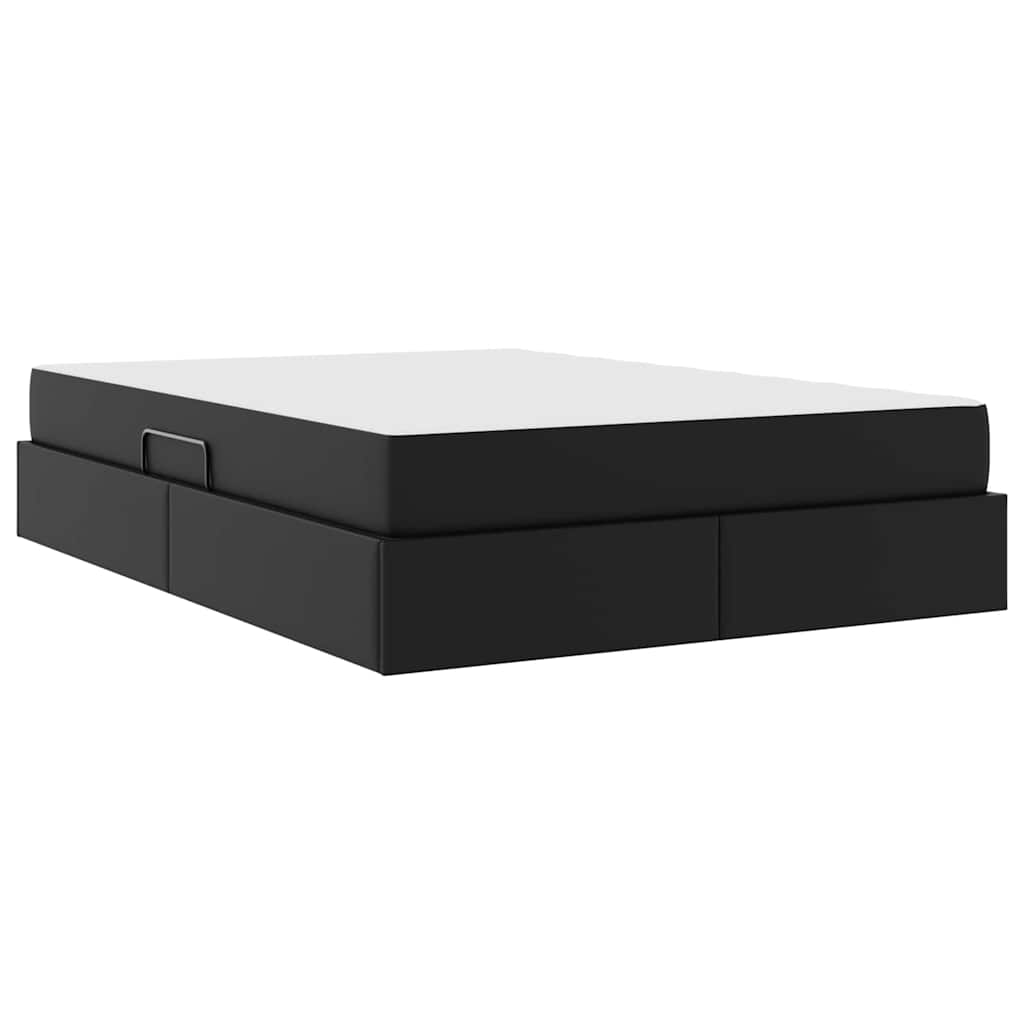 Krevet s madracem i skladištem s madracem 2 pcs Crna Koža