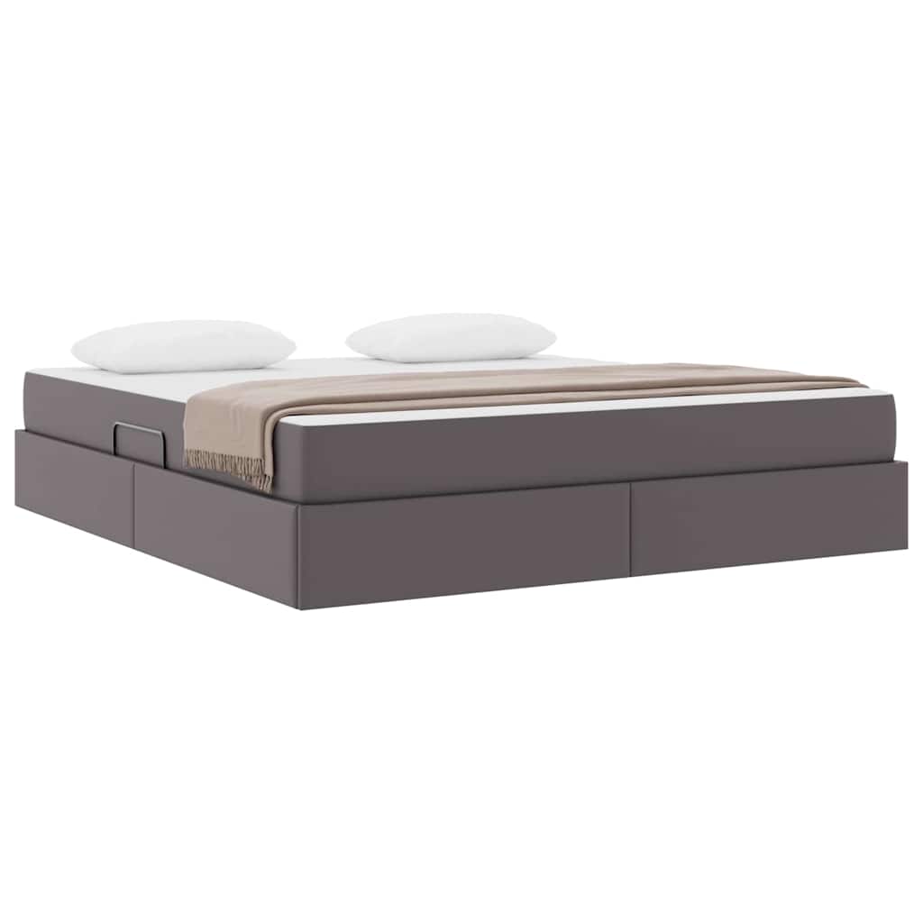 Krevet s madracem i skladištem s madracem 2 pcs Siva Koža