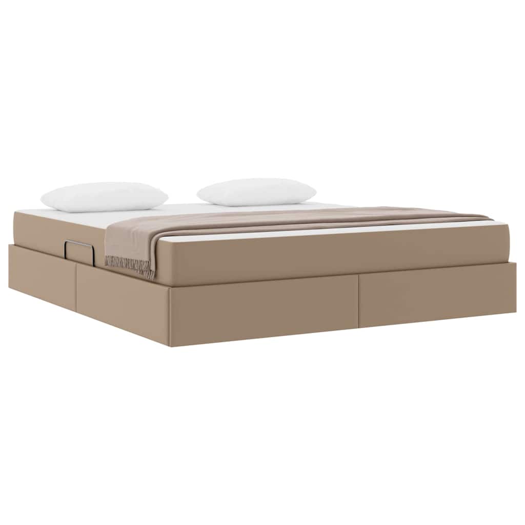 Krevet s madracem i skladištem 2 pcs Boja cappuccina Koža