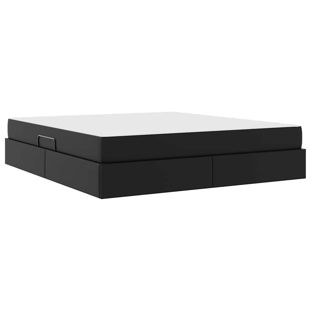 Krevet s madracem i skladištem s madracem 2 pcs Crna Koža