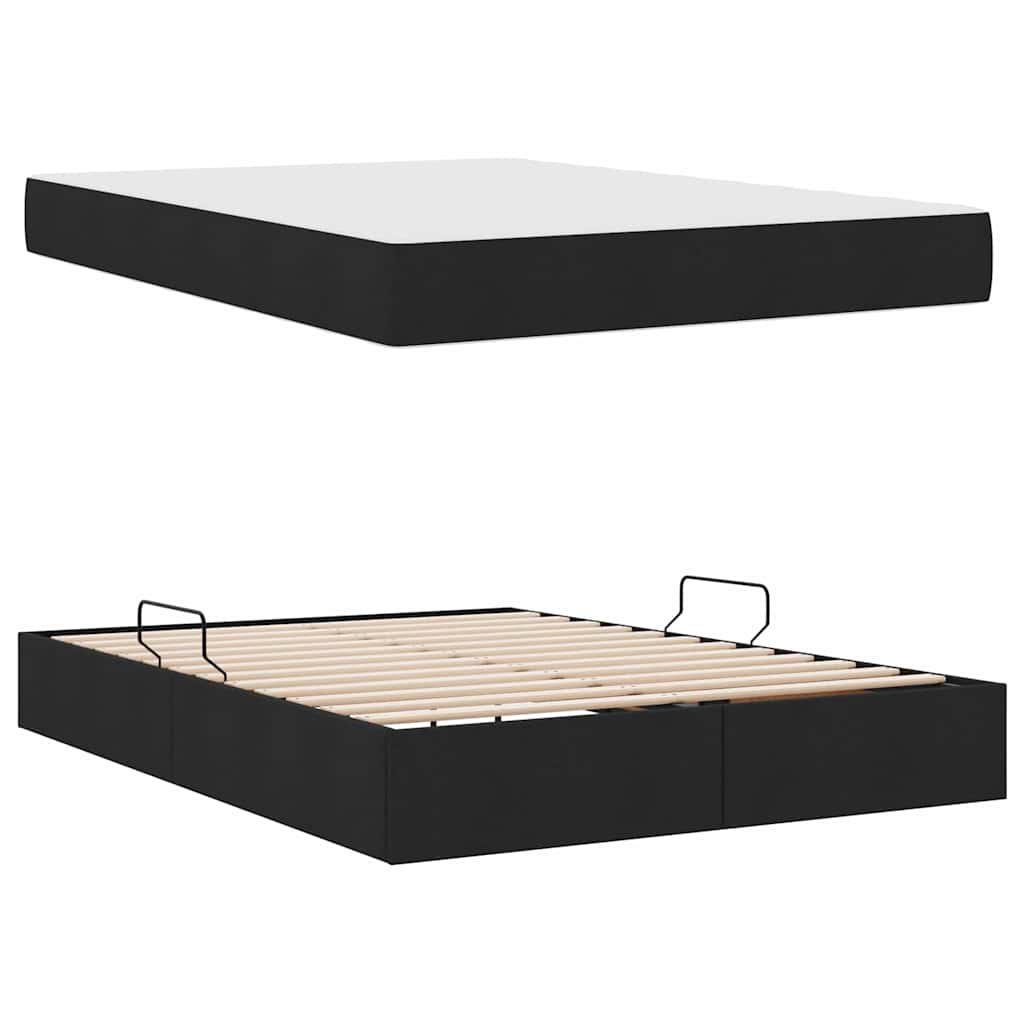 Krevet s madracem i skladištem Crna 140 x 200 cm Poliester