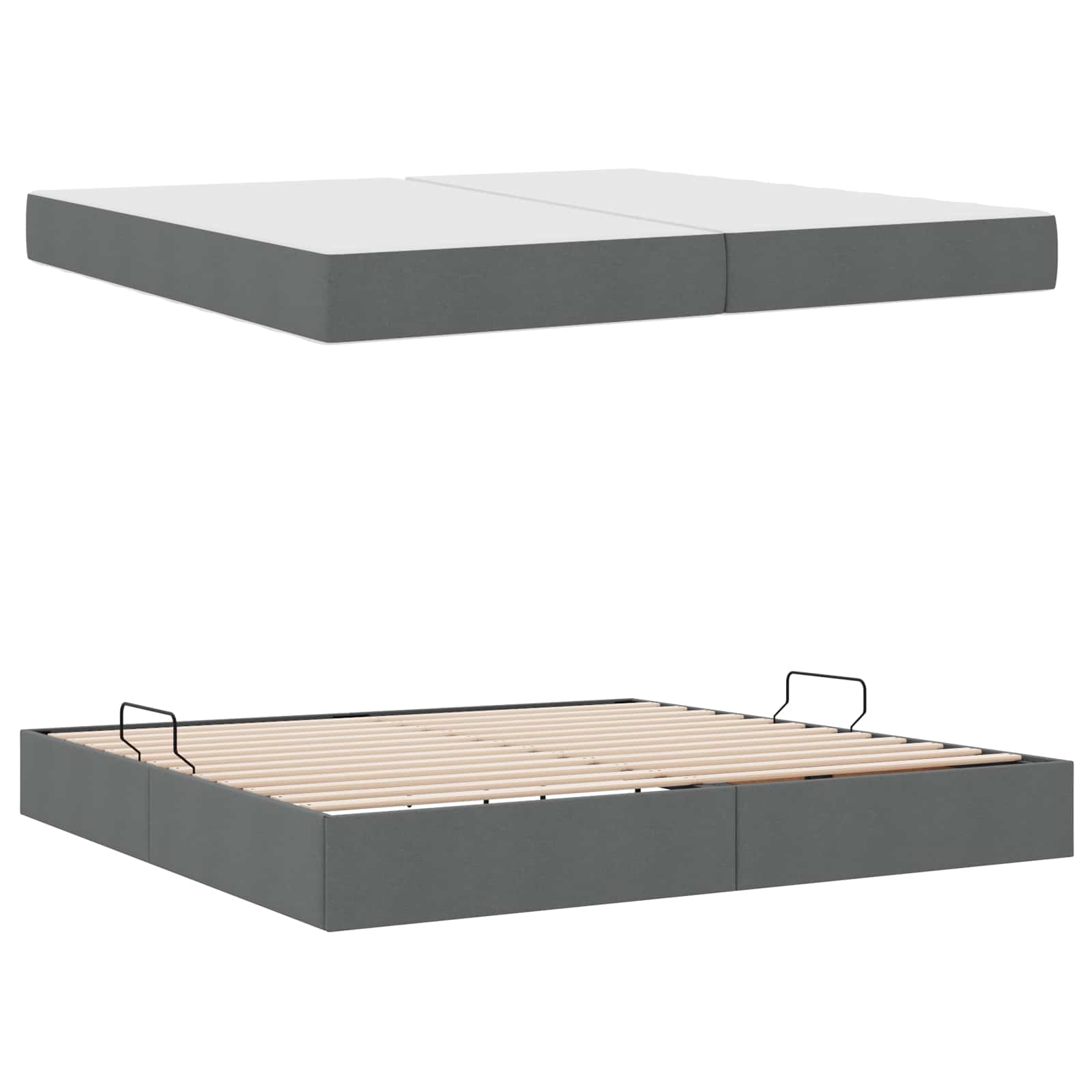 Krevet s madracem i skladištem Tamno siva 200 x 200 cm