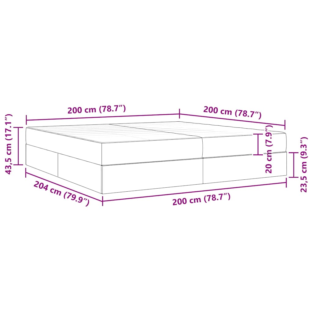 Krevet s madracem i skladištem Sivo-smeđa 200 x 200 cm