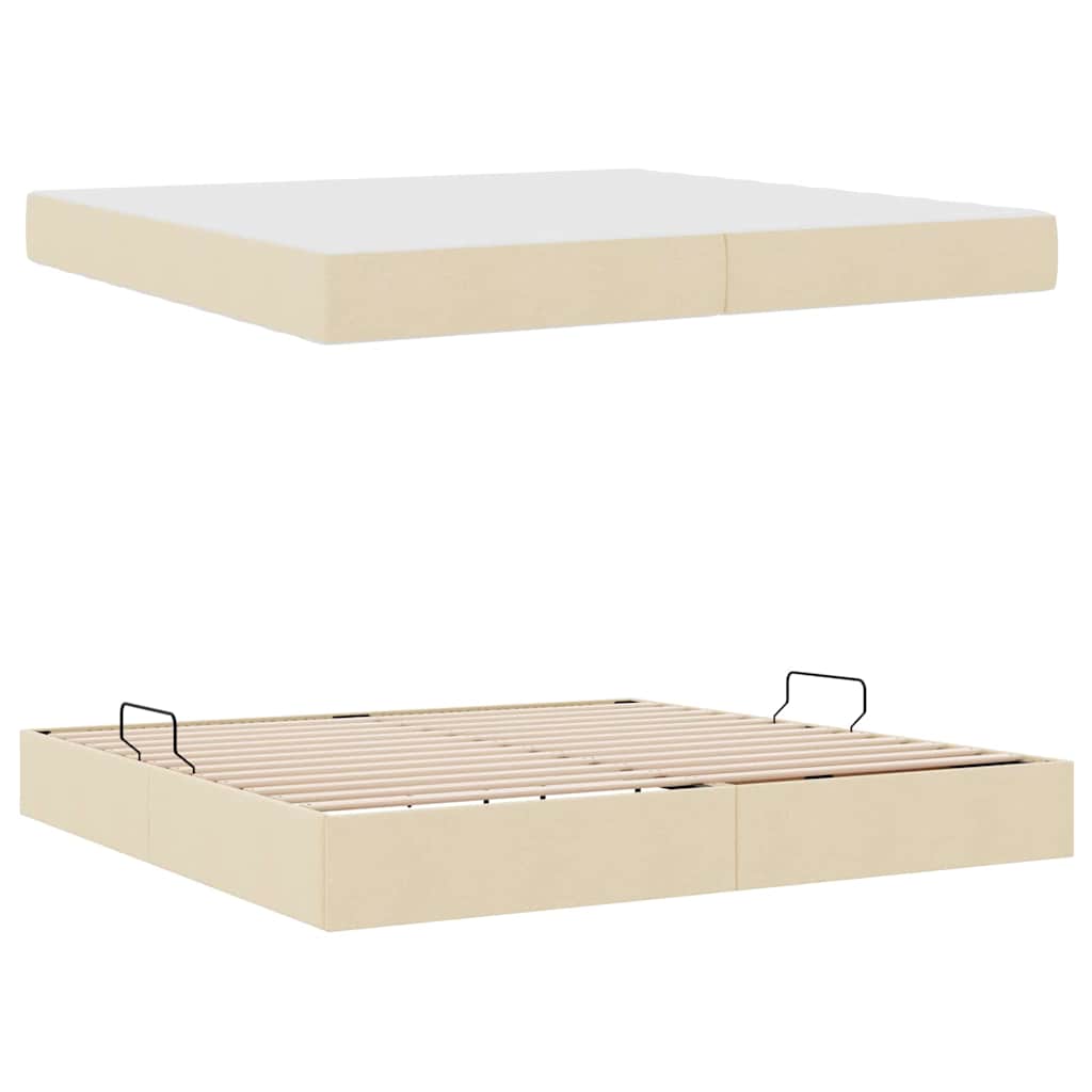 Krevet s madracem i skladištem Krema 200 x 200 cm Poliester