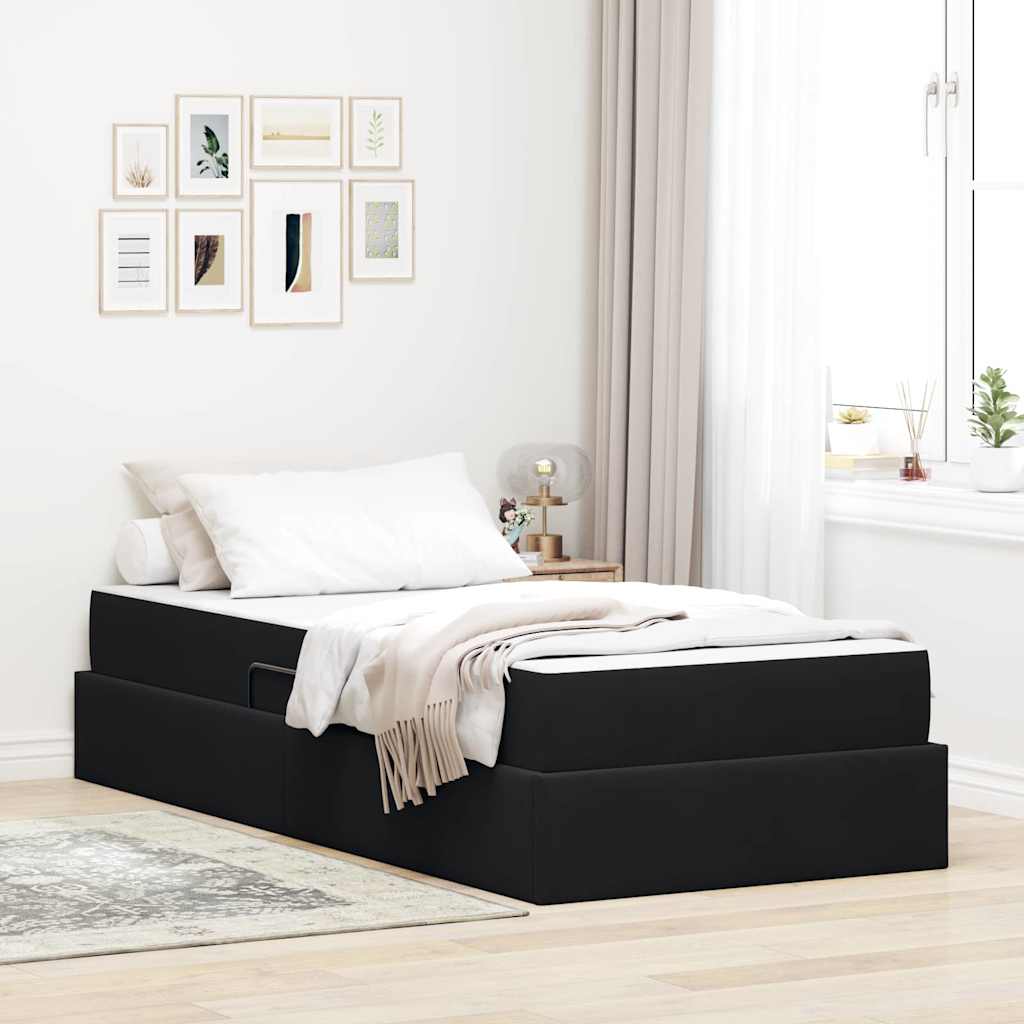 Krevet s madracem i skladištem Crna 90 x 190 cm Baršun