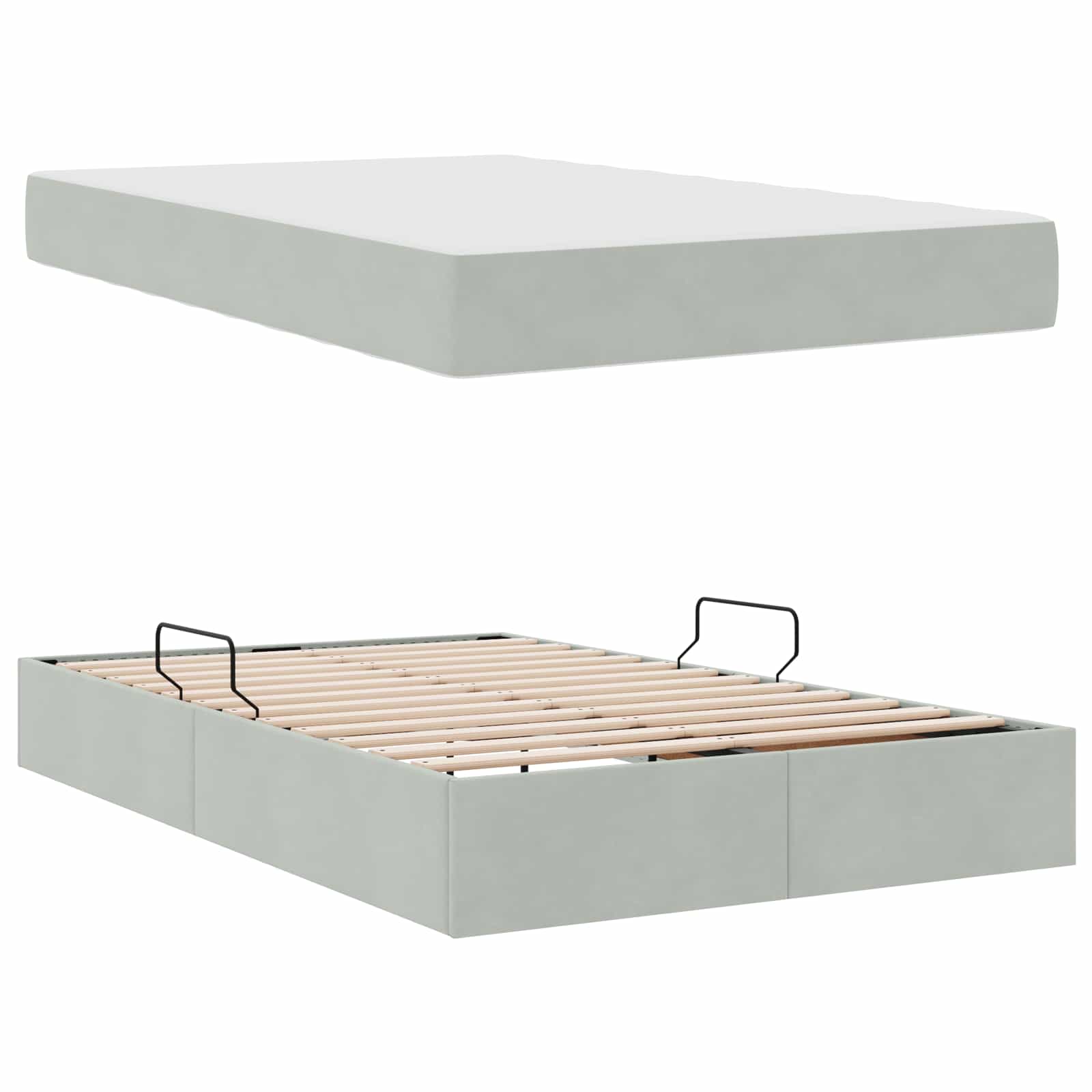 Krevet s madracem i skladištem Svijetlo siva 120 x 190 cm