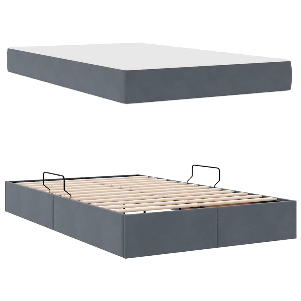 Krevet s madracem i skladištem Tamno siva 120 x 200 cm Baršun
