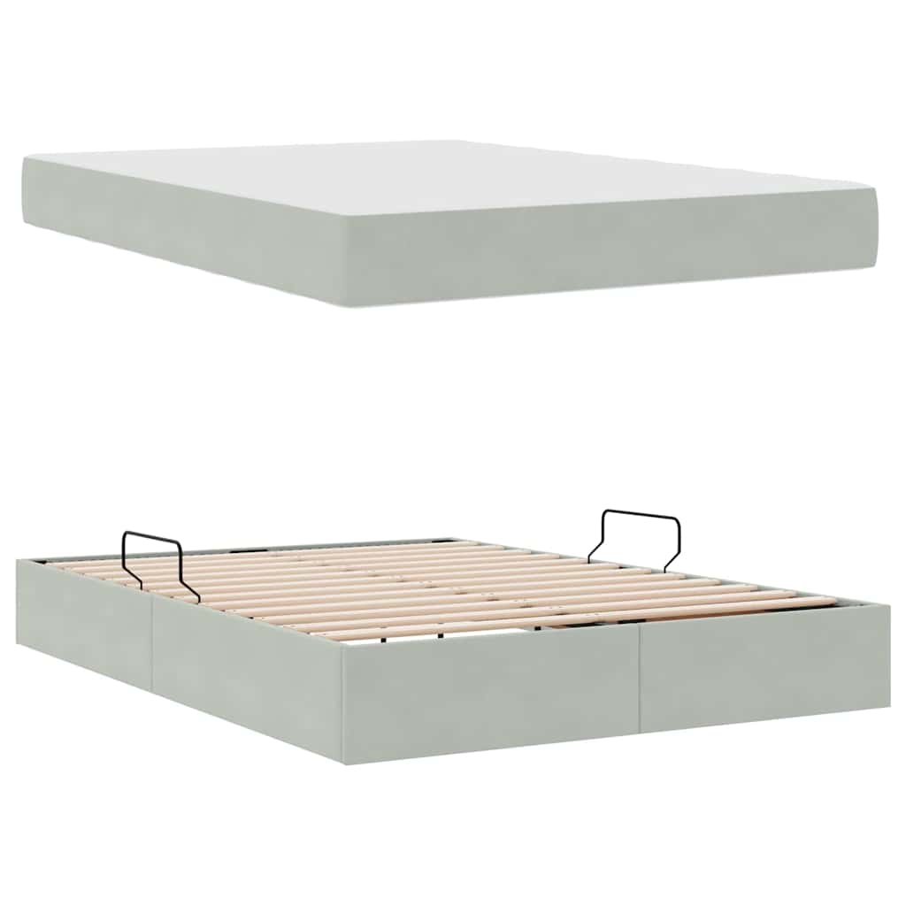 Krevet s madracem i skladištem Svijetlo siva 140 x 190 cm