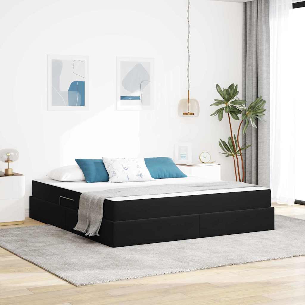 Krevet s madracem i skladištem Crna 160 x 200 cm Baršun