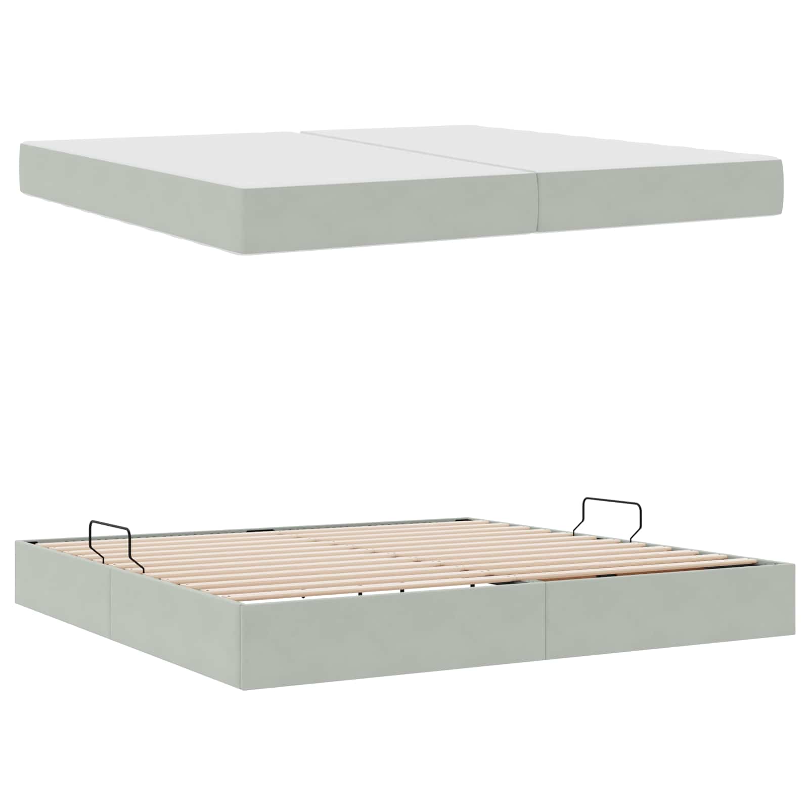 Krevet s madracem i skladištem Svijetlo siva 200 x 200 cm
