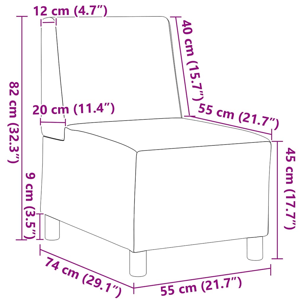 Modularna sofa bez naslona 2 pcs Svijetlo siva 55 x 74 x 82 cm